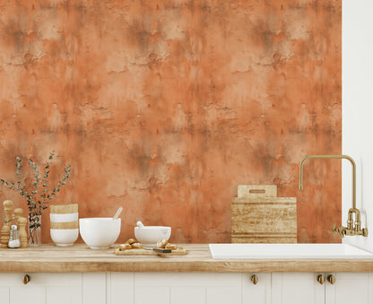 Distressed Terracotta Wallpaper Mural Rustic Rusty Wall Decor Industrial Peel Stick