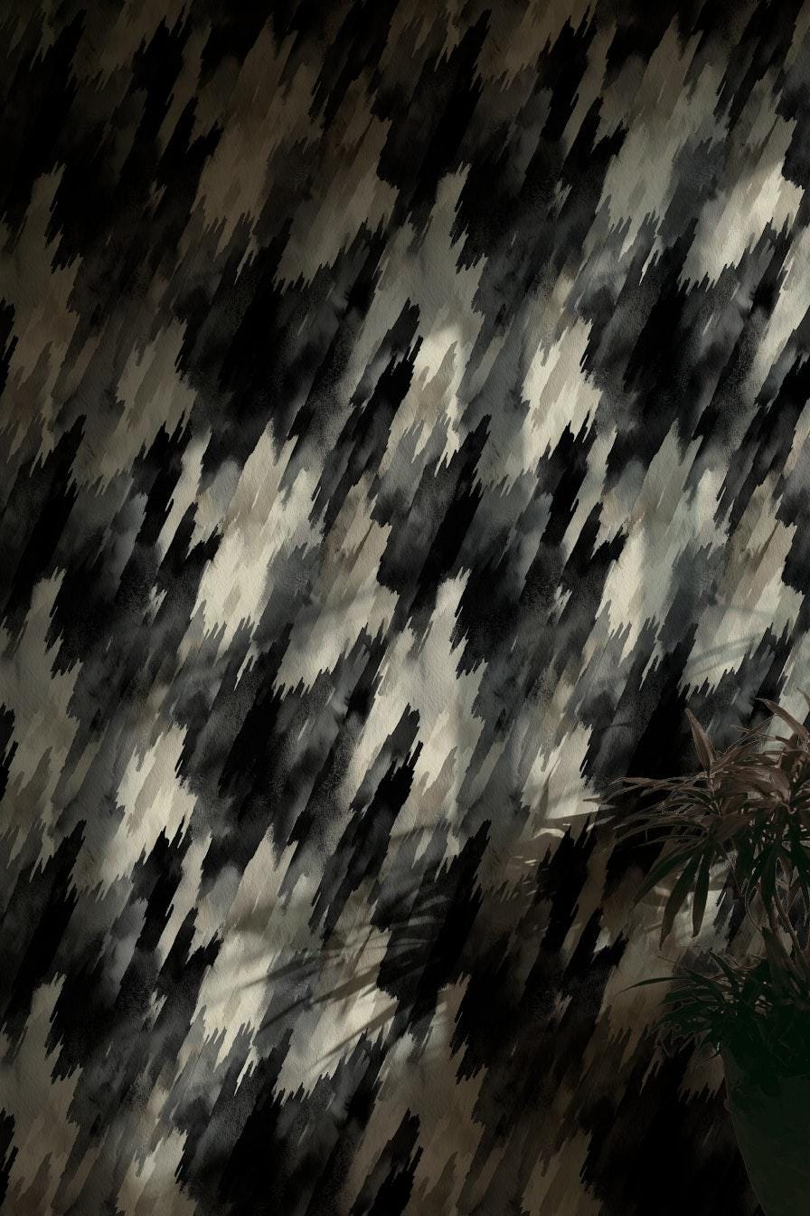 Abstract Diagonal Brushstroke Wallpaper, Black Gray Watercolor Peel & Stick or Unpasted Vertical Wall Mural