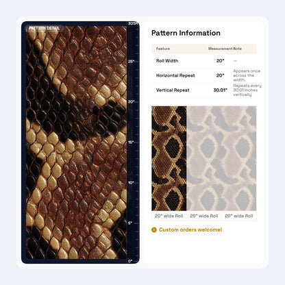 Luxury Snakeskin Wallpaper Brown Python Print Exotic Animal Pattern Accent Wall