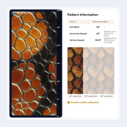 Burnt Orange Snakeskin Wallpaper Luxury Reptile Scale Pattern Dark Art Deco Decor