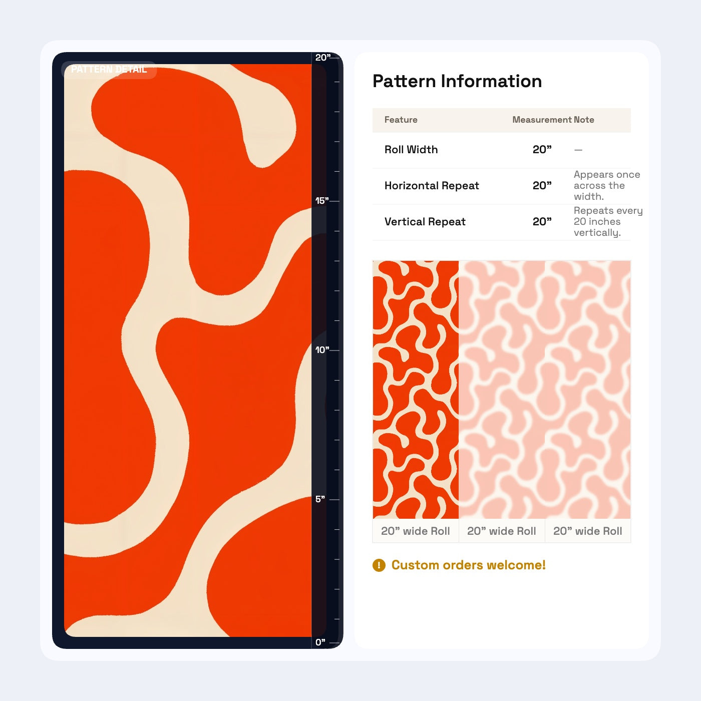 Retro Abstract Wallpaper Organic Shape Pattern Orange Mod Decor