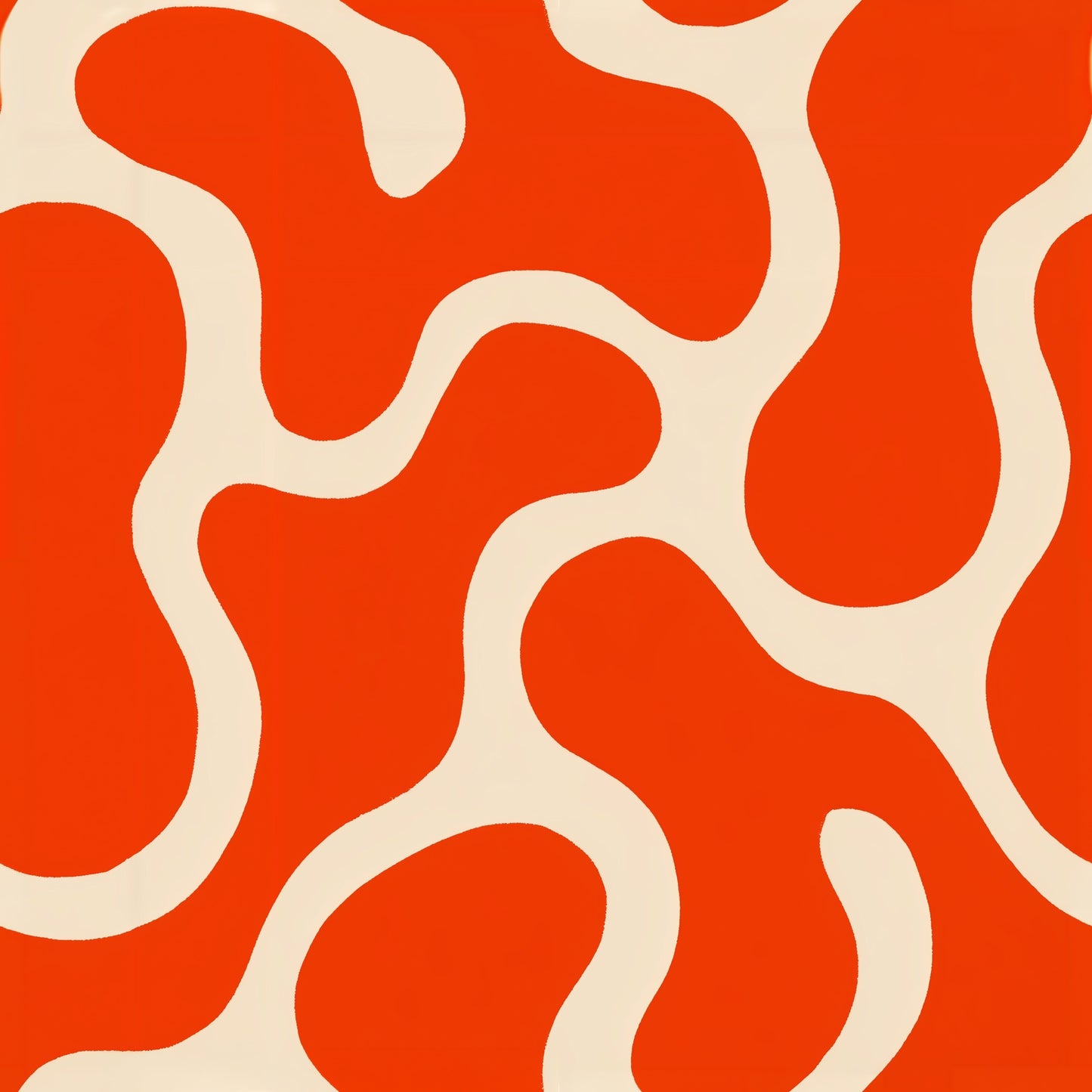 Retro Abstract Wallpaper Organic Shape Pattern Orange Mod Decor