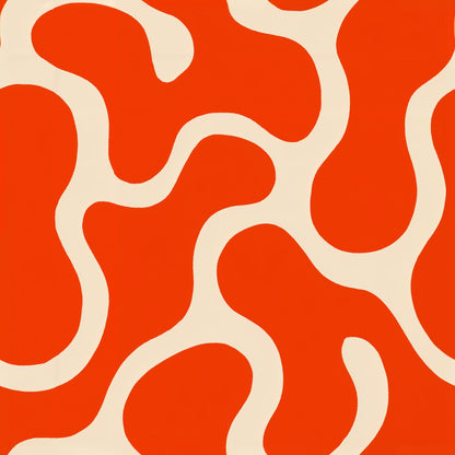 Retro Abstract Wallpaper Organic Shape Pattern Orange Mod Decor