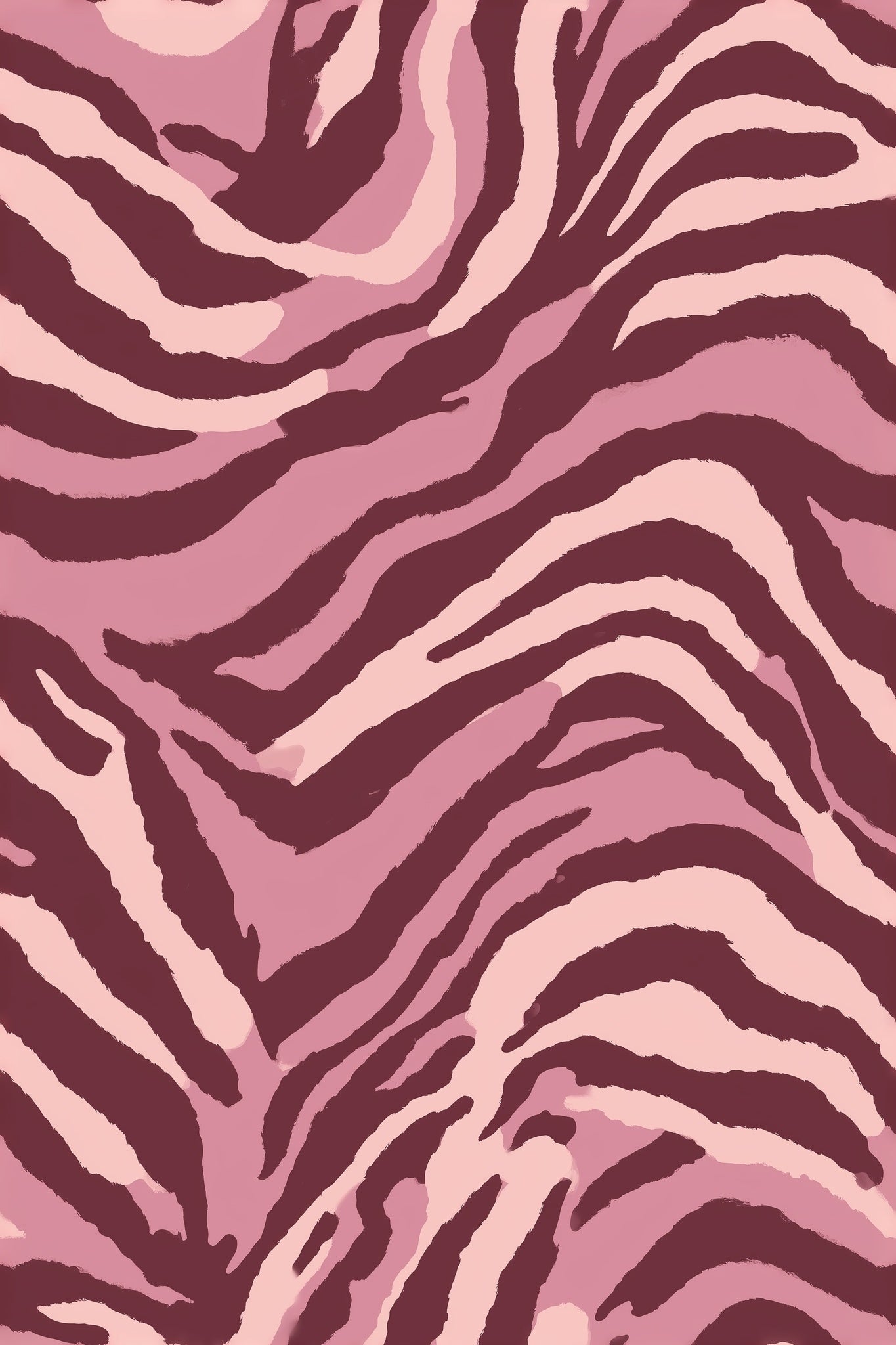 Burgundy Zebra Wallpaper Tonal Animal Print Wavy Stripe Pattern
