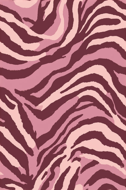 Burgundy Zebra Wallpaper Tonal Animal Print Wavy Stripe Pattern