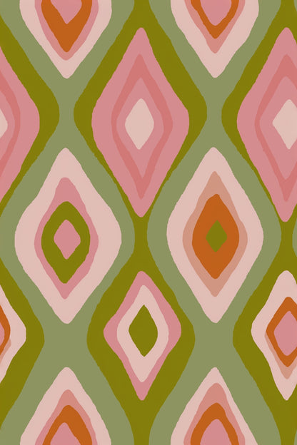 Vintage Diamond Wallpaper Retro Geometric Wall Pattern