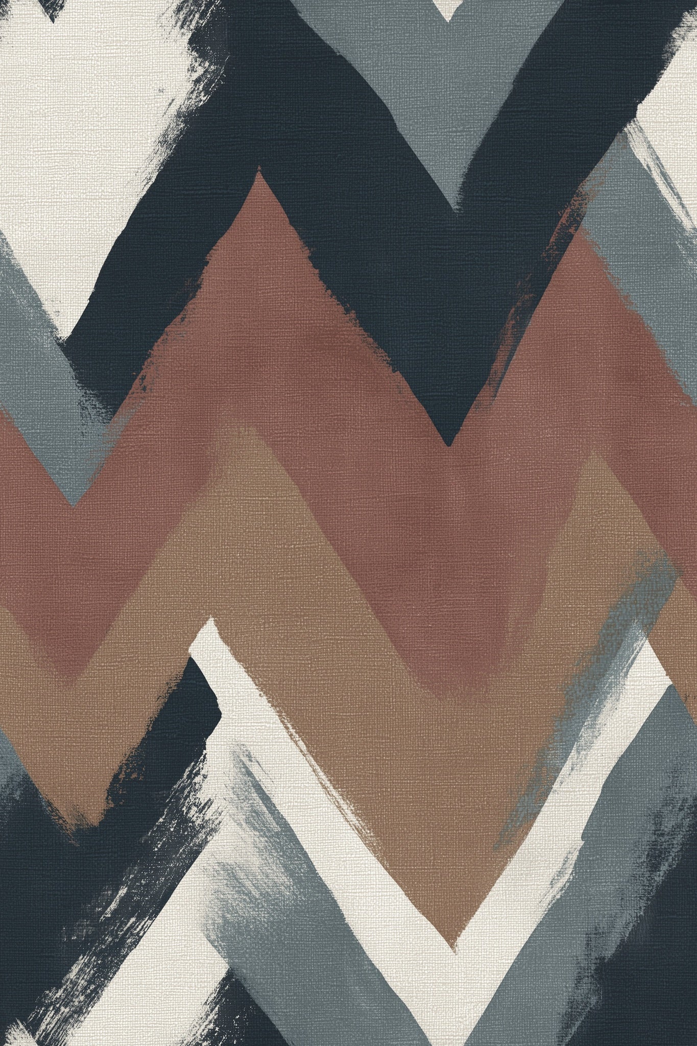 Painterly Chevron Wallpaper Modern Abstract Earth Tone Wall Decor