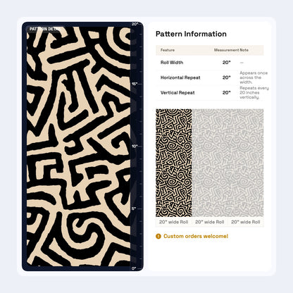 Hand Drawn Abstract Wallpaper Organic Graphic Black Statement Decor