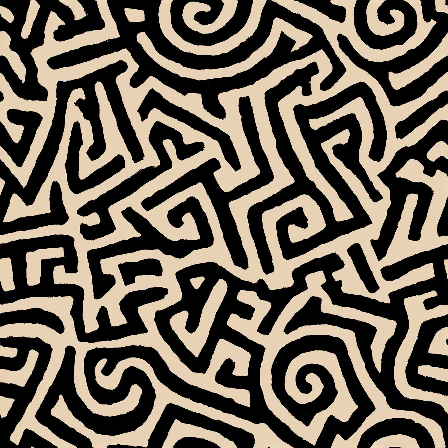 Hand Drawn Abstract Wallpaper Organic Graphic Black Statement Decor