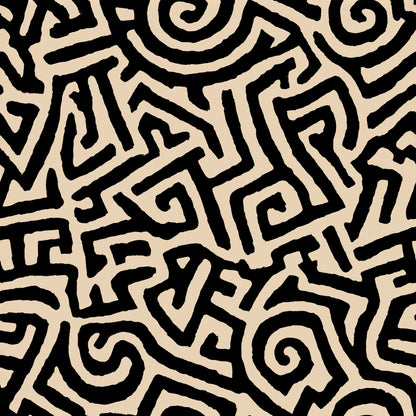 Hand Drawn Abstract Wallpaper Organic Graphic Black Statement Decor