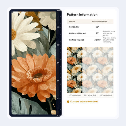 Daisy Floral Wallpaper Large Terracotta Botanical Garden Pattern