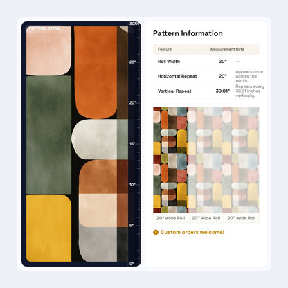 Mid Century Wallpaper Retro Geometric Color Block Pattern