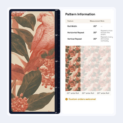 Parrot Wallpaper Coral Bird Botanical Pattern