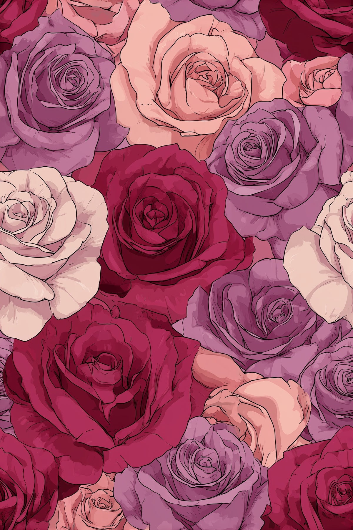 Burgundy Rose Wallpaper Romantic Floral Blush Mauve Decor