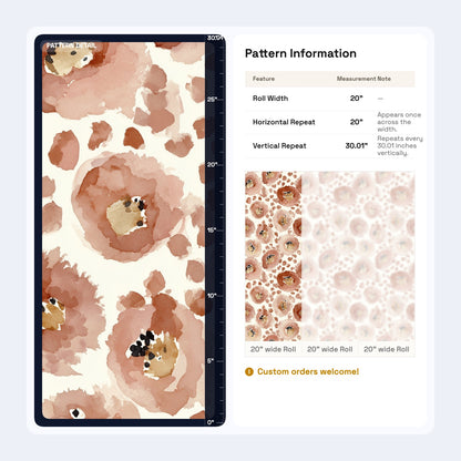 Terracotta Floral Wallpaper Blush Watercolor Flower Pattern