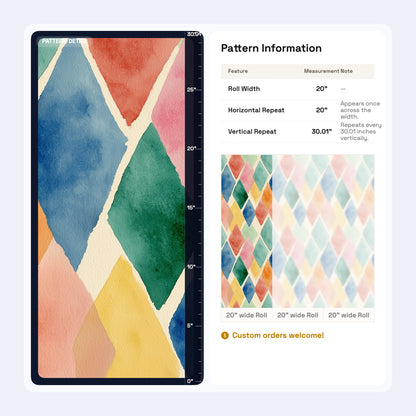 Watercolor Harlequin Wallpaper Colorful Geometric Diamond Pattern