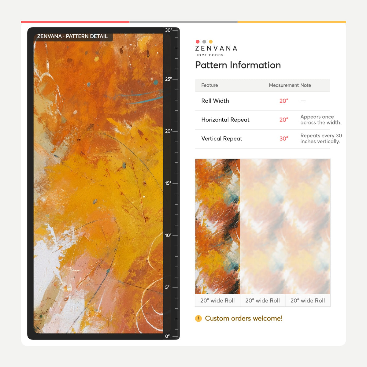 Abstract Expressionist Wallpaper Burnt Orange Painterly Pattern Modern Art Decor