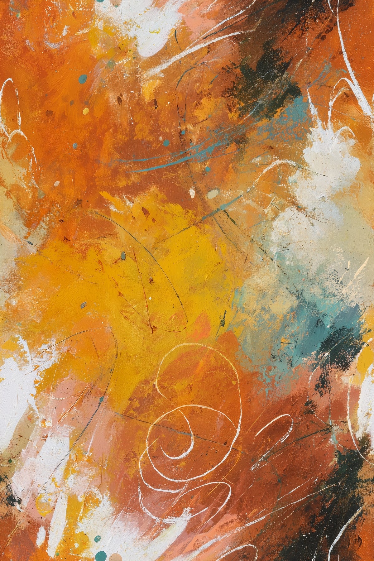 Abstract Expressionist Wallpaper Burnt Orange Painterly Pattern Modern Art Decor