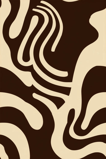 Retro Wavy Wallpaper in Chocolate Brown and Cream