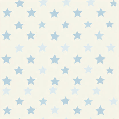 Powder Blue Star Nursery Wallpaper on Warm Ivory