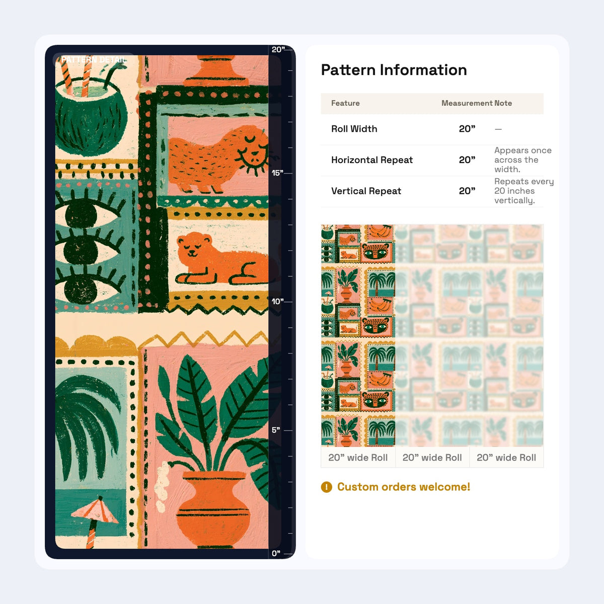 Tropical Folk Art Wallpaper Playful Jungle Collage Pattern