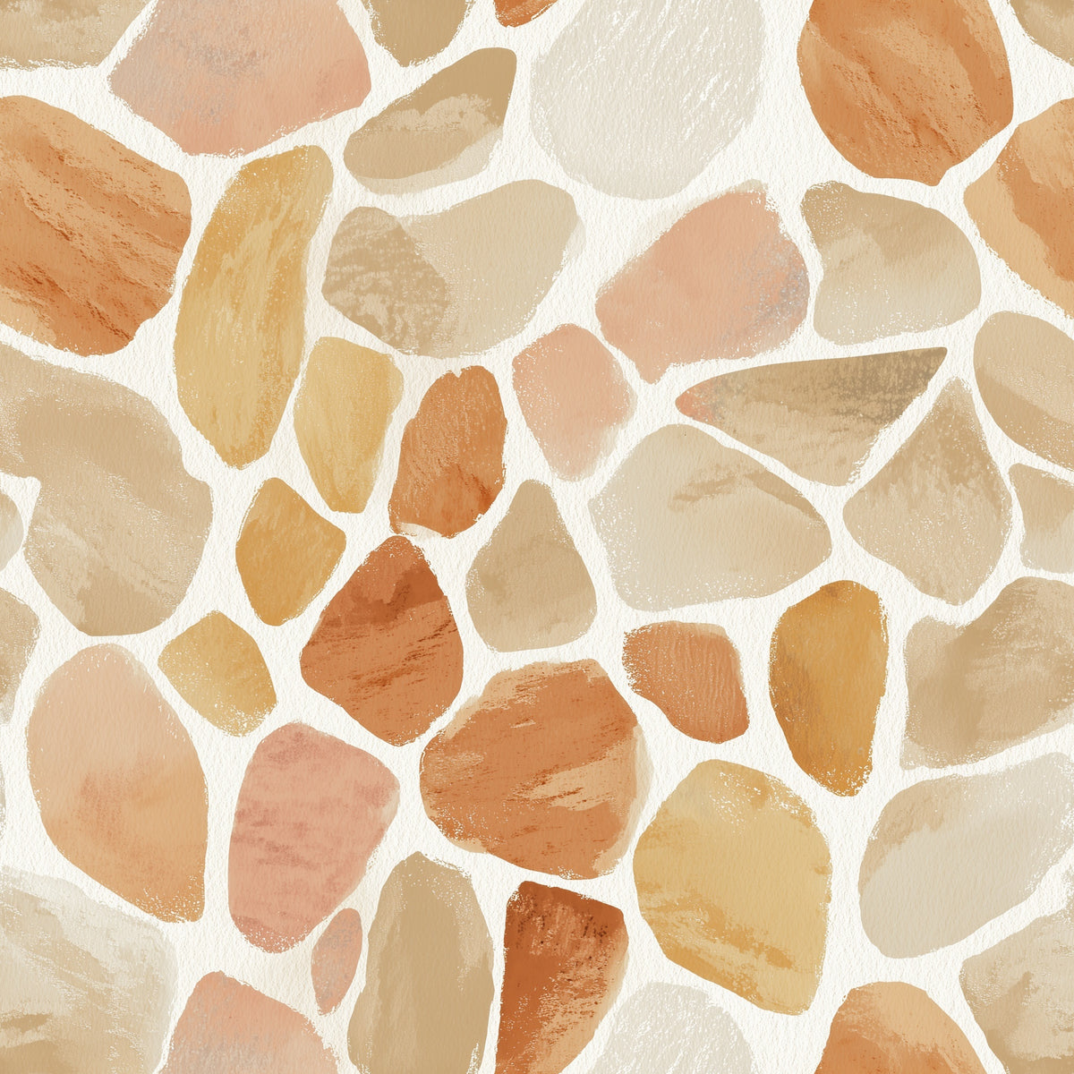 Terracotta Pebble Wallpaper Watercolor Organic Pattern