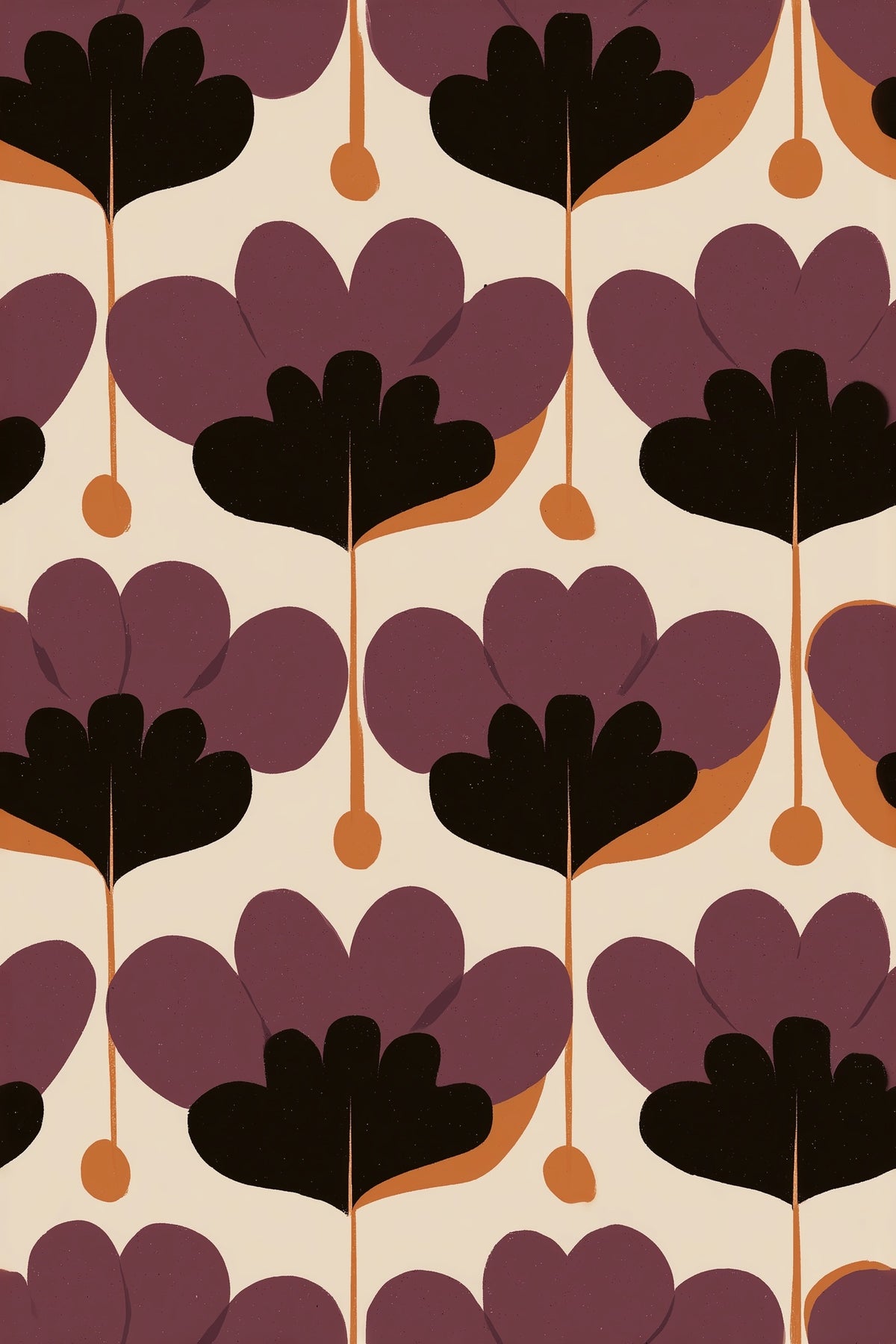 Nordic Floral Wallpaper Retro Graphic Flower Pattern
