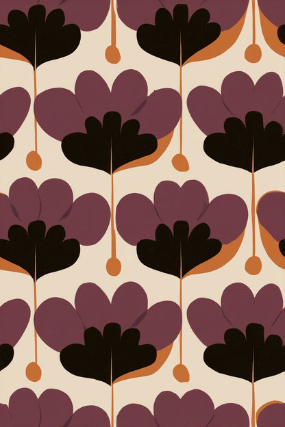 Nordic Floral Wallpaper Retro Graphic Flower Pattern