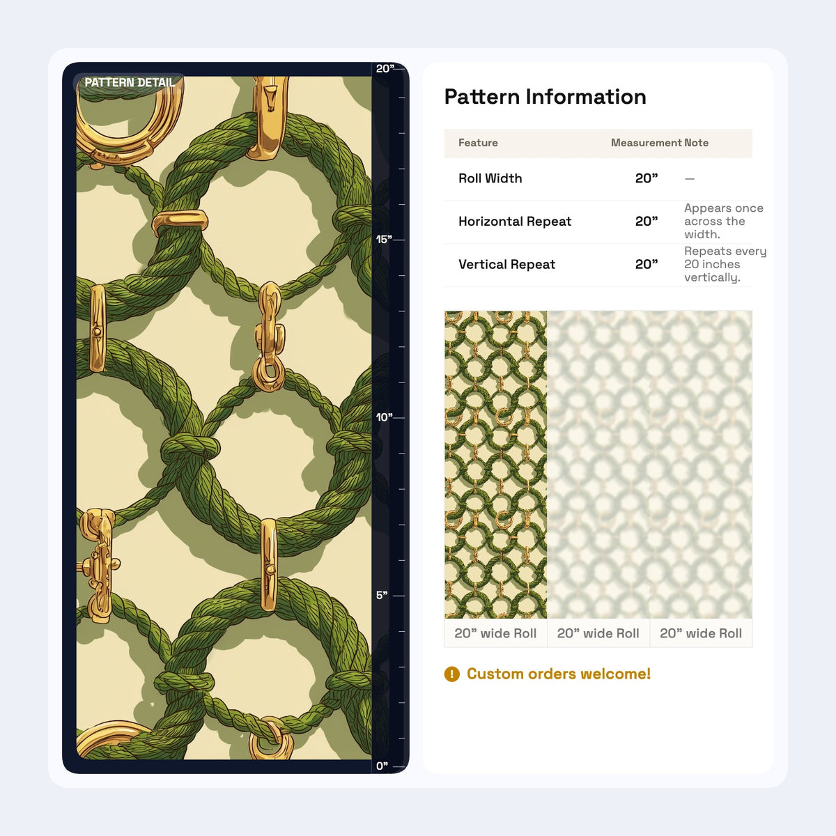 Green Rope Wallpaper Gold Chain Link Pattern