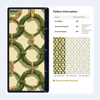 Green Rope Wallpaper Gold Chain Link Pattern