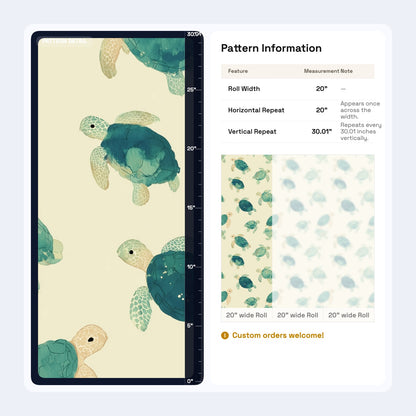 Sea Turtle Wallpaper Watercolor Ocean Animal Pattern Coastal Nursery Decor