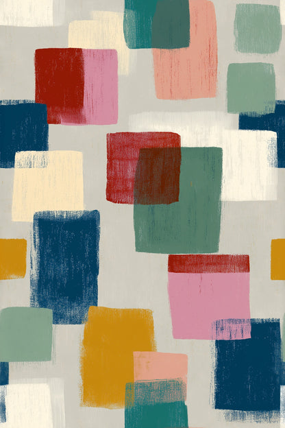 Color Block Wallpaper Hand Painted Abstract Geometric Pattern