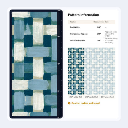 Woven Brushstroke Wallpaper Blue Geometric Pattern