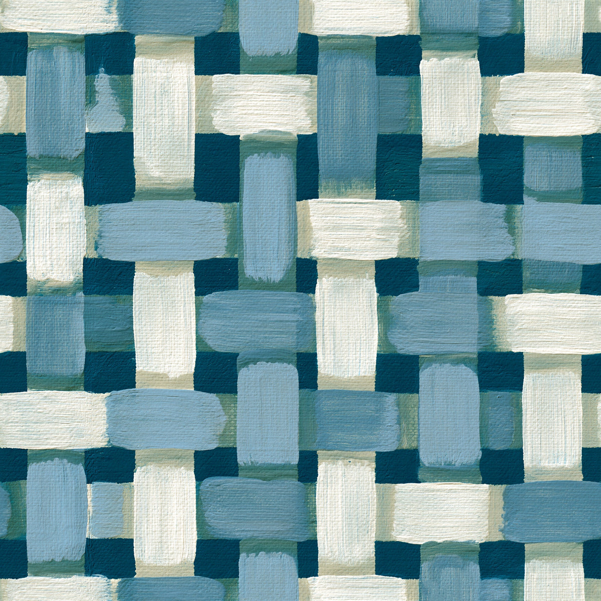 Woven Brushstroke Wallpaper Blue Geometric Pattern