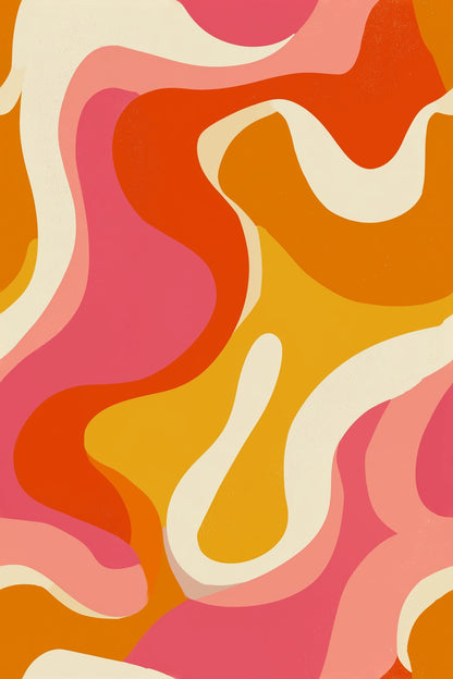 Retro Wavy Wallpaper Pink Orange Psychedelic Pattern