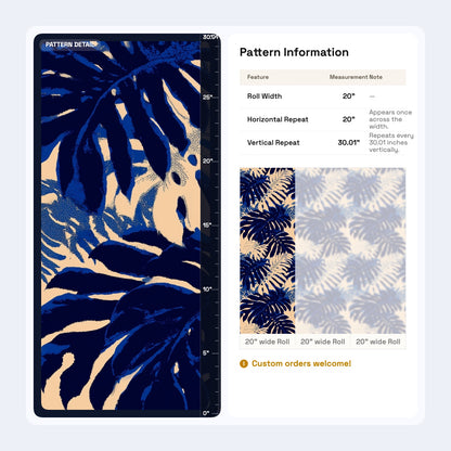 Navy Tropical Wallpaper Monstera Leaf Pattern