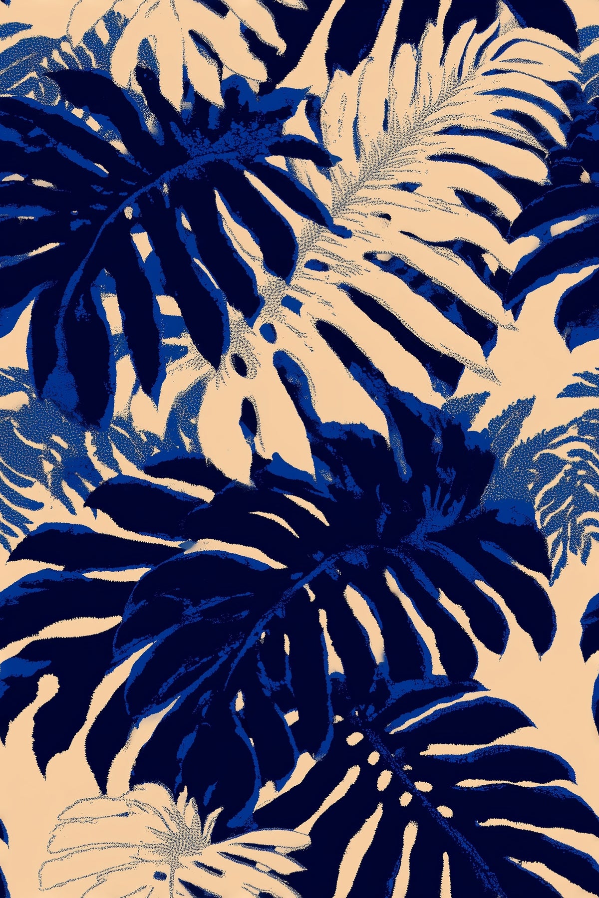Navy Tropical Wallpaper Monstera Leaf Pattern