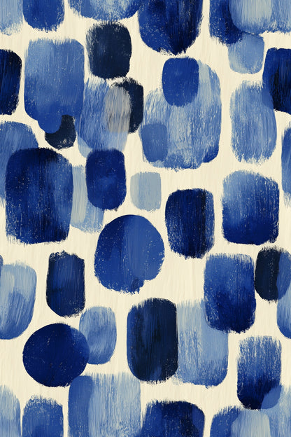 Blue Brushstroke Wallpaper Hand Painted Indigo Abstract Pattern