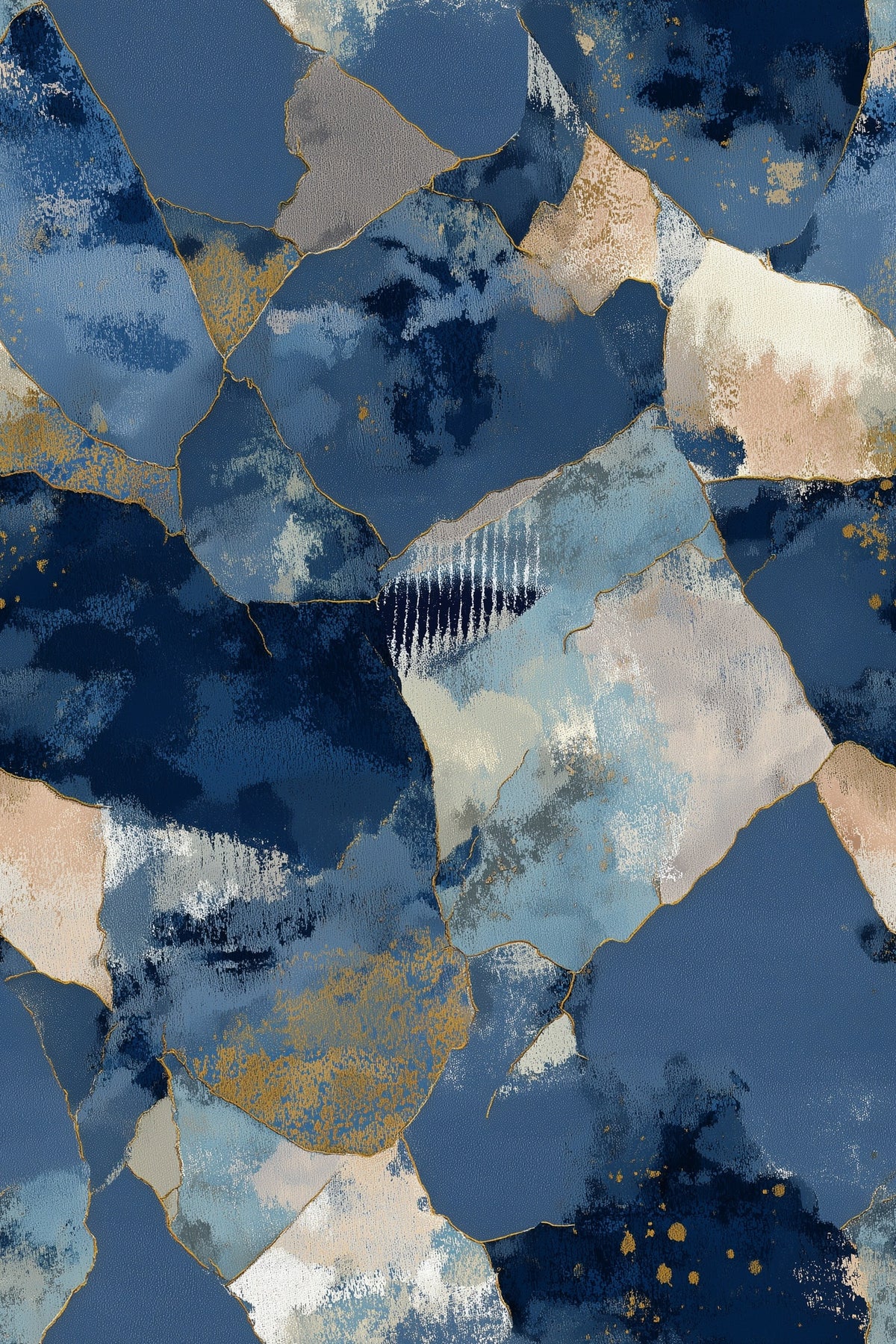 Navy Blue Wallpaper Abstract Kintsugi Gold Pattern