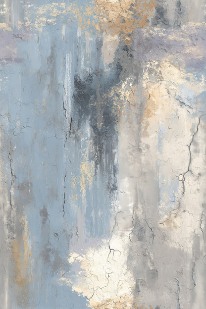 Blue Textured Wallpaper Mineral Plaster Gold Accent