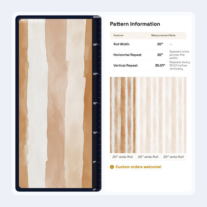 Watercolor Stripe Wallpaper Terracotta Hand Painted Organic Pattern