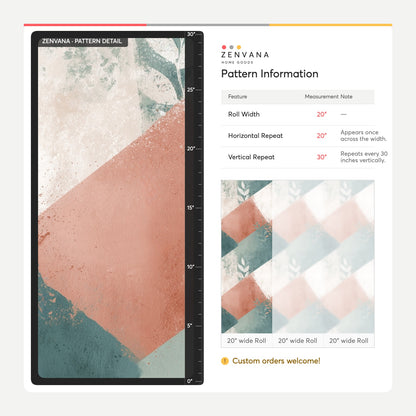 Leaf Silhouette Wallpaper Abstract Geometric Teal Terracotta Pattern