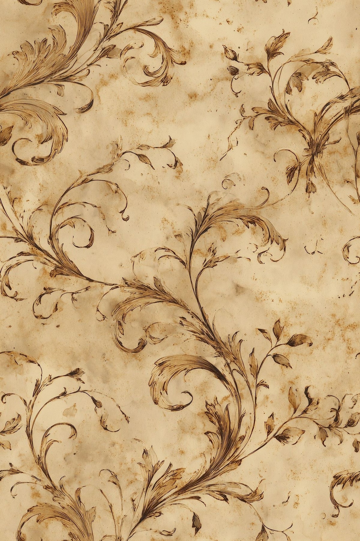 Acanthus Scroll Wallpaper Sepia Antique Parchment Old World Pattern
