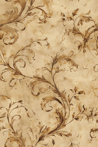 Acanthus Scroll Wallpaper Sepia Antique Parchment Old World Pattern