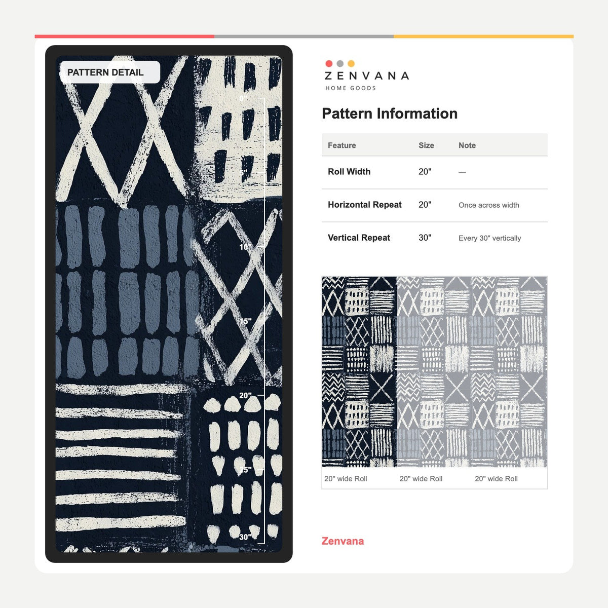 Geometric Block Print Wallpaper Navy Abstract Grid
