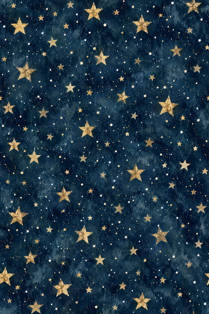 Midnight Blue Celestial Wallpaper with Golden Stars