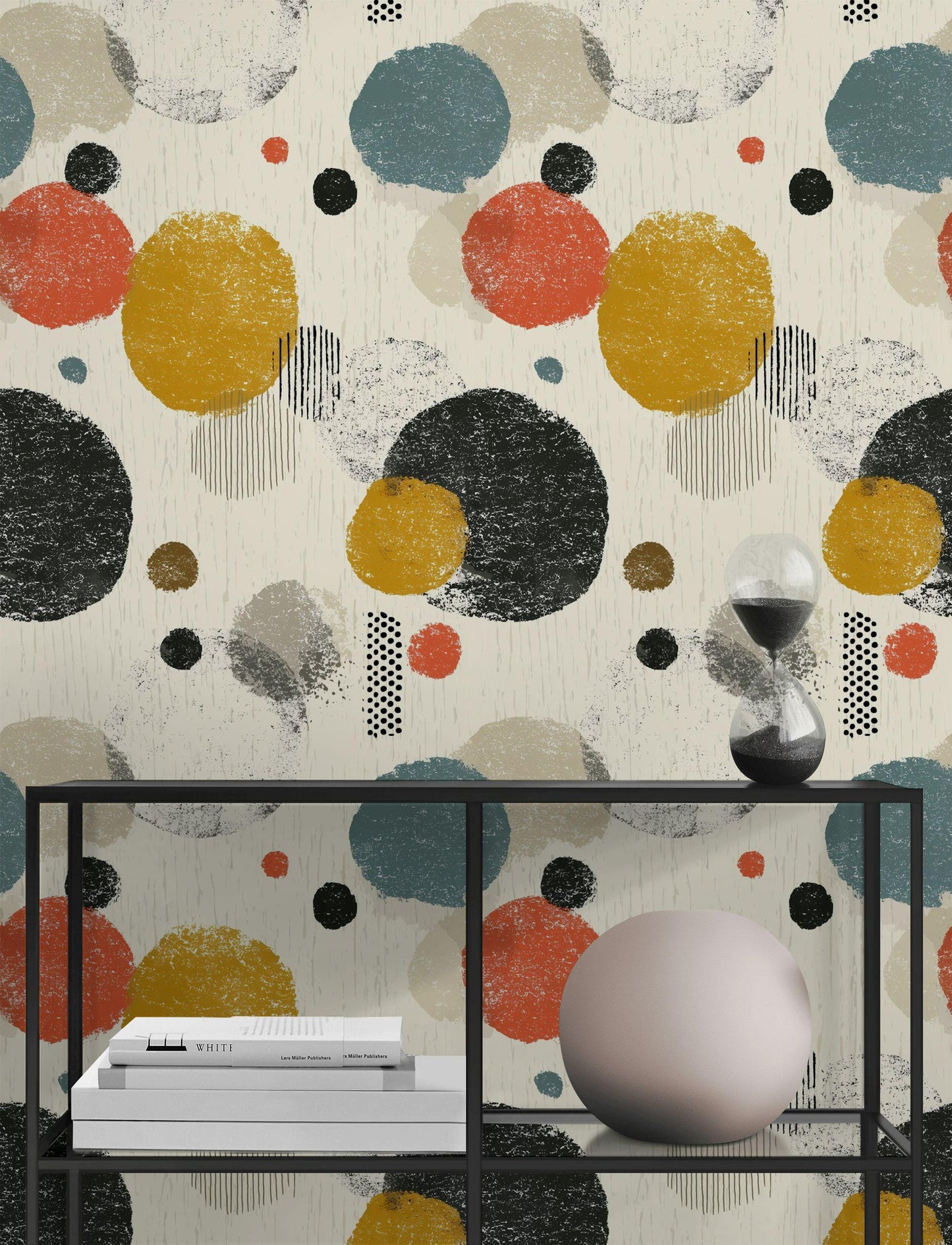 Mid-Century Modern Circles Wallpaper: Retro Boho Peel and Stick Wall Mural