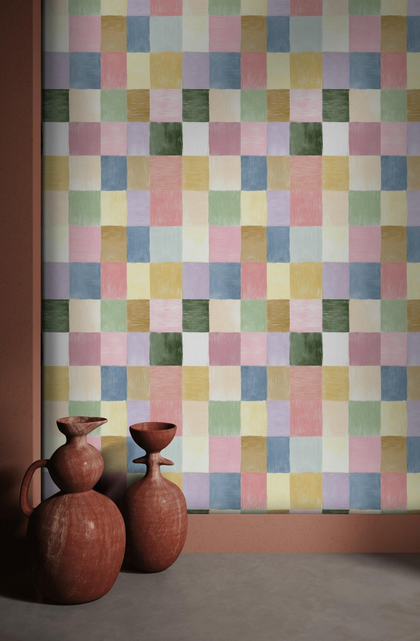 Pastel Patchwork Wallpaper | Colorful Geometric Wall Mural | Peel & Stick or Traditional Abstract Art