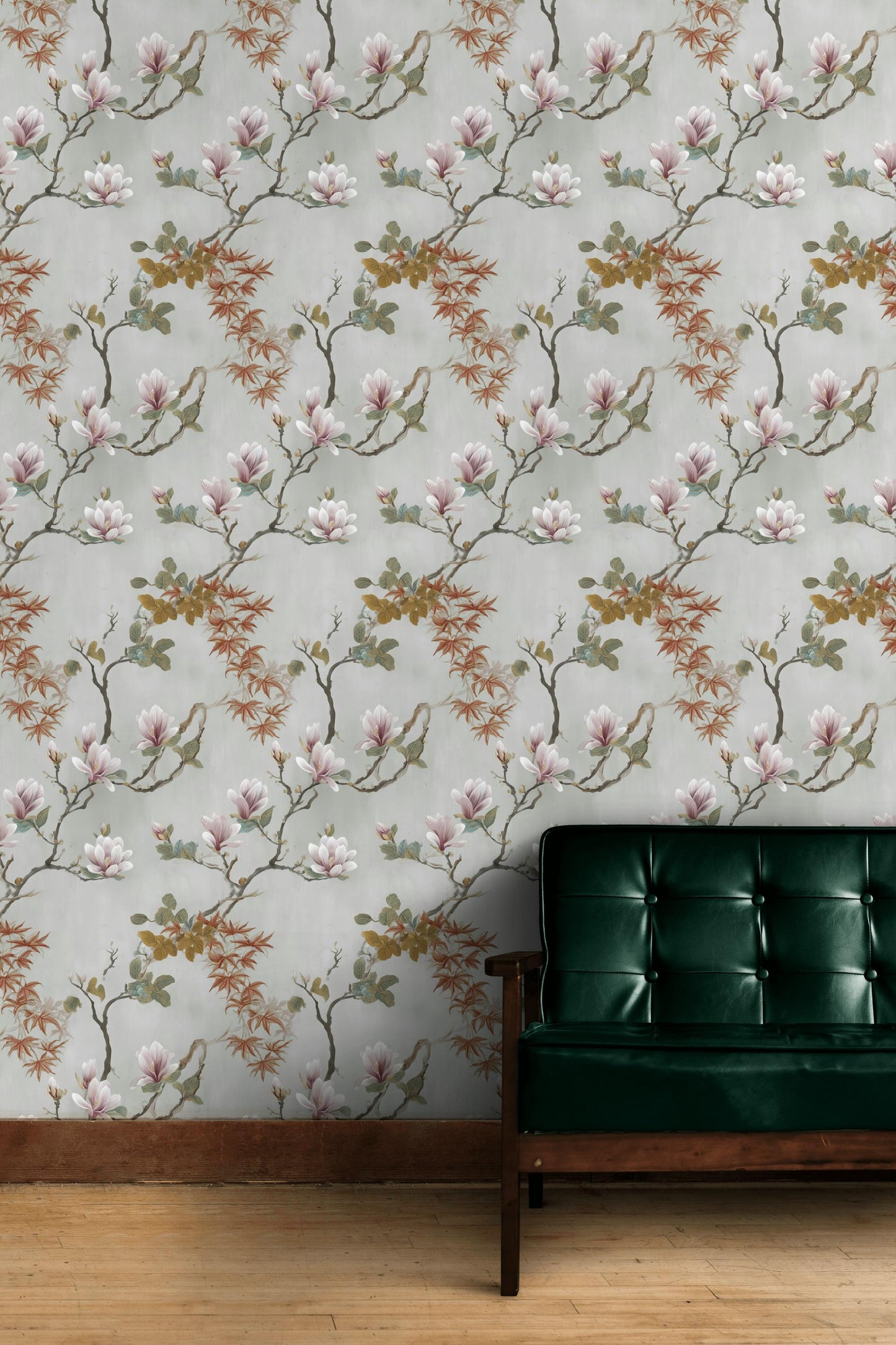 Vintage Magnolia Wallpaper | Soft Pink Floral Wall Mural | Peel & Stick or Traditional Chinoiserie Art