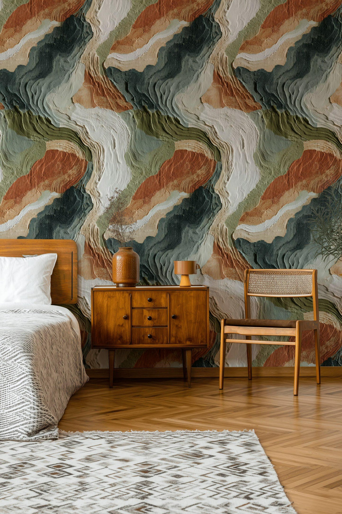 Textured Abstract Wallpaper Mural | Earth Tone Boho Peel & Stick